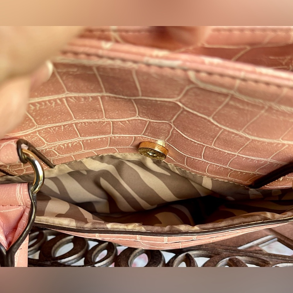 Anne Klein Blush Crocodile-Patterned Satchel - image 6